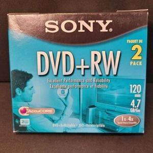 Sony DVD +RW 4.7 GB 120 Minutes Case Lot Of 2 Opened NEW